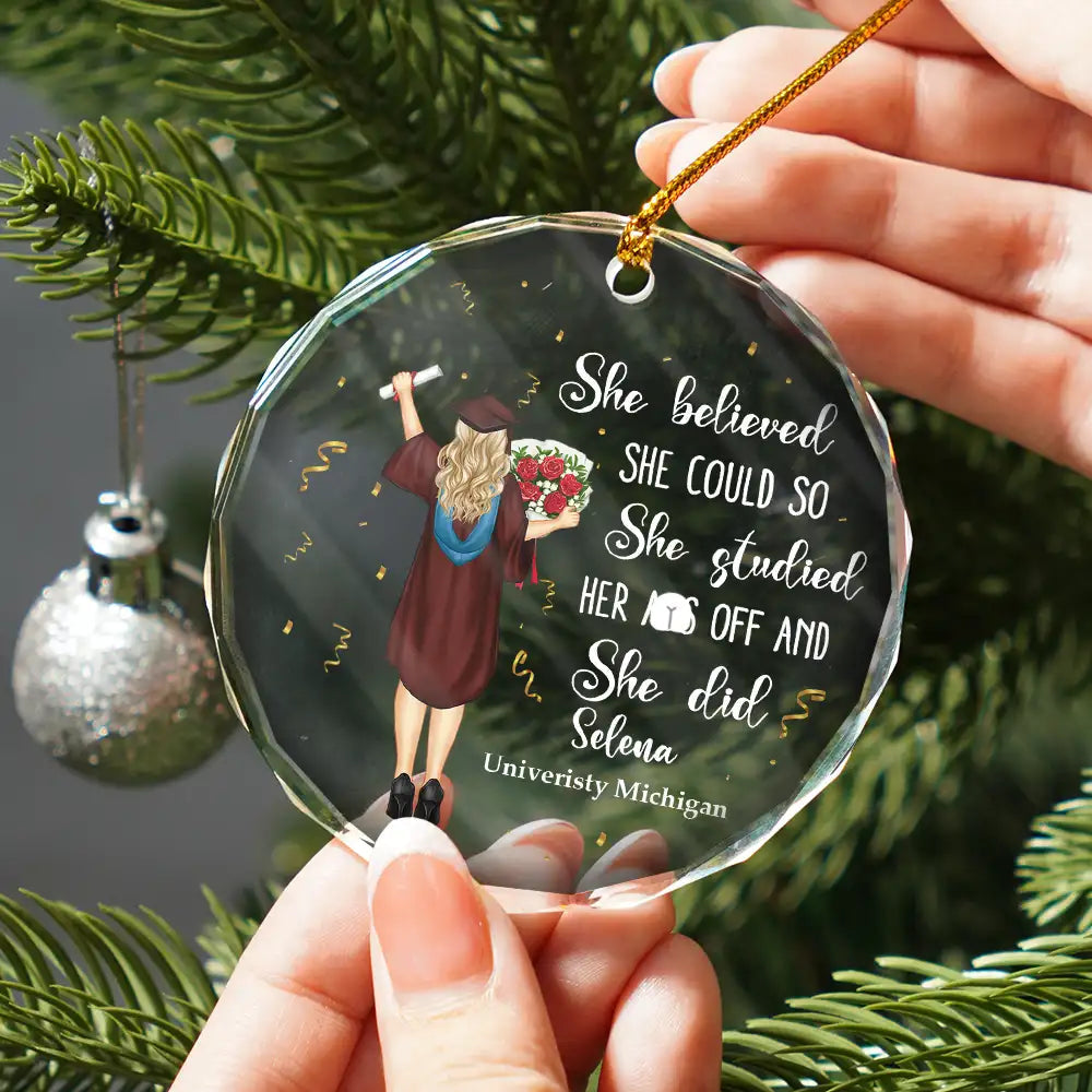 Graduation Gift - Personalized Glass Ornament - Unisex