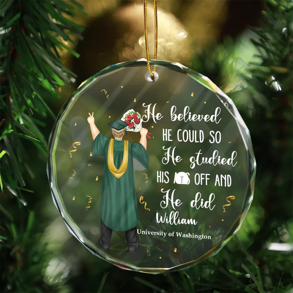 Graduation Gift - Personalized Glass Ornament - Unisex
