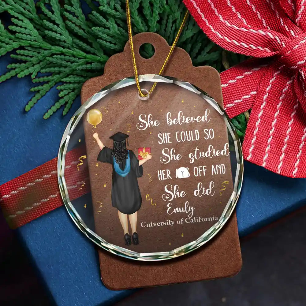 Graduation Gift - Personalized Glass Ornament - Unisex