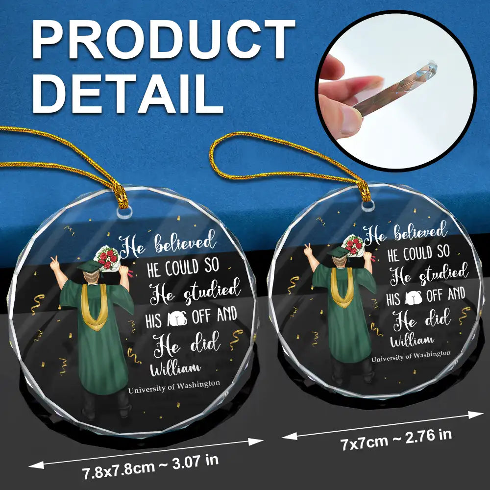 Graduation Gift - Personalized Glass Ornament - Unisex