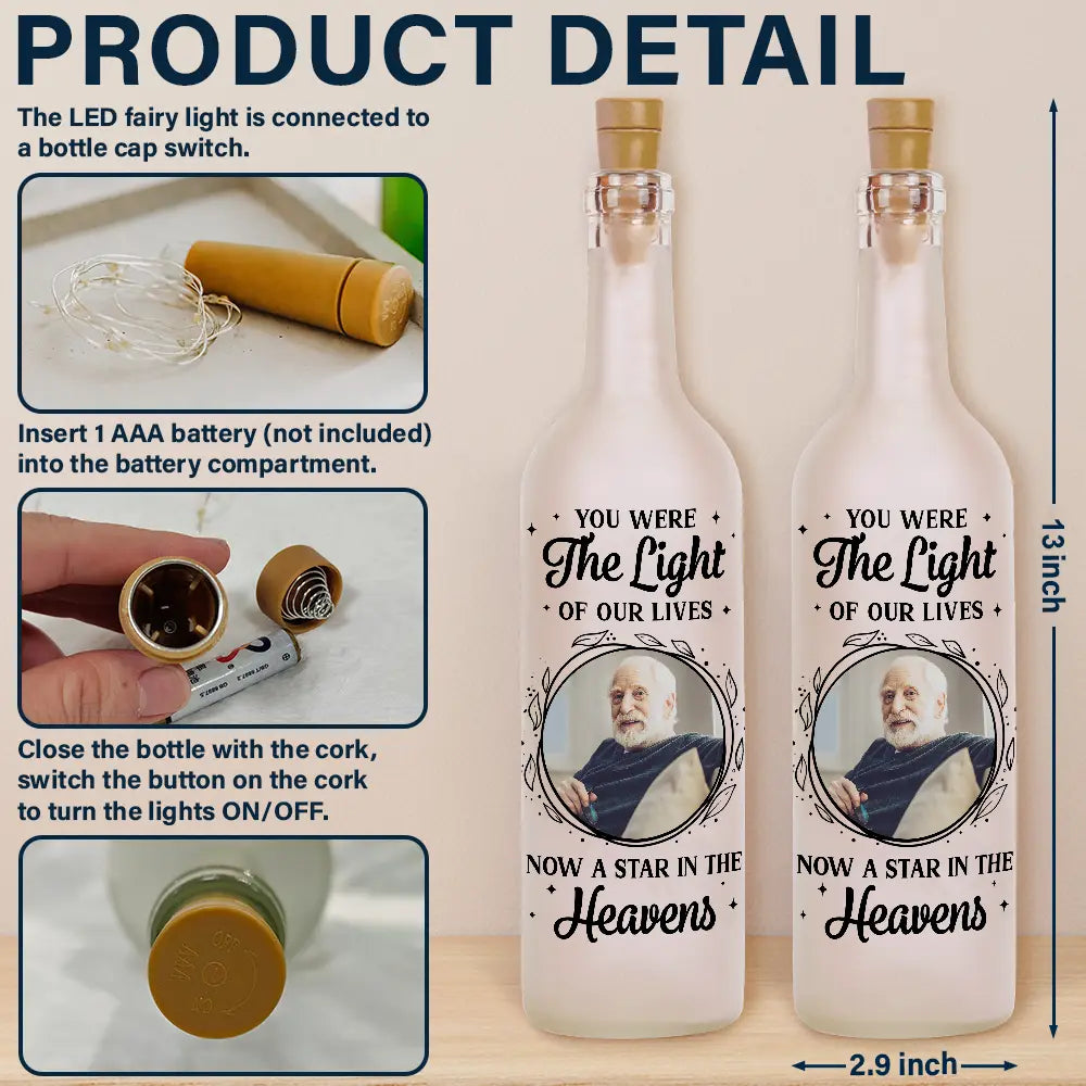 A Star In The Heavens - Personalized Photo Bottle Light - furevermama