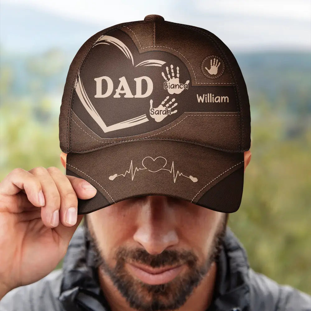 Kids Handprints Cap - Personalized Title and Name - Gift for Mama Dad Grandpa Grandma