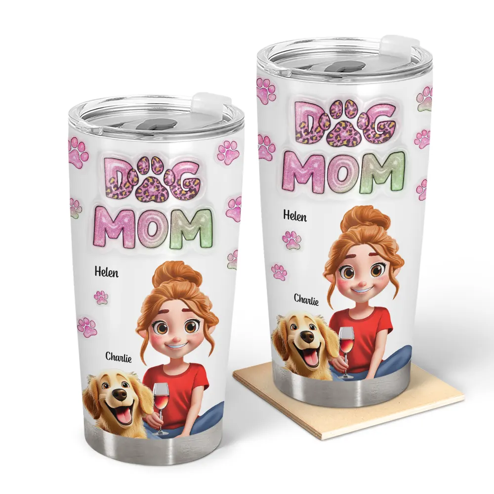 Cute Dog Mom Personalized Tumbler - furevermama