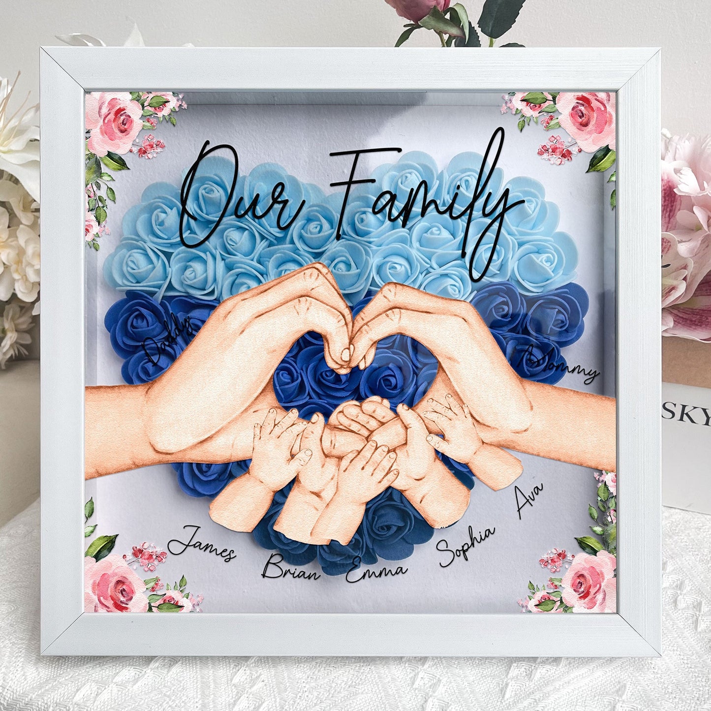Personalized Flower Shadow Box For Family - furevermama