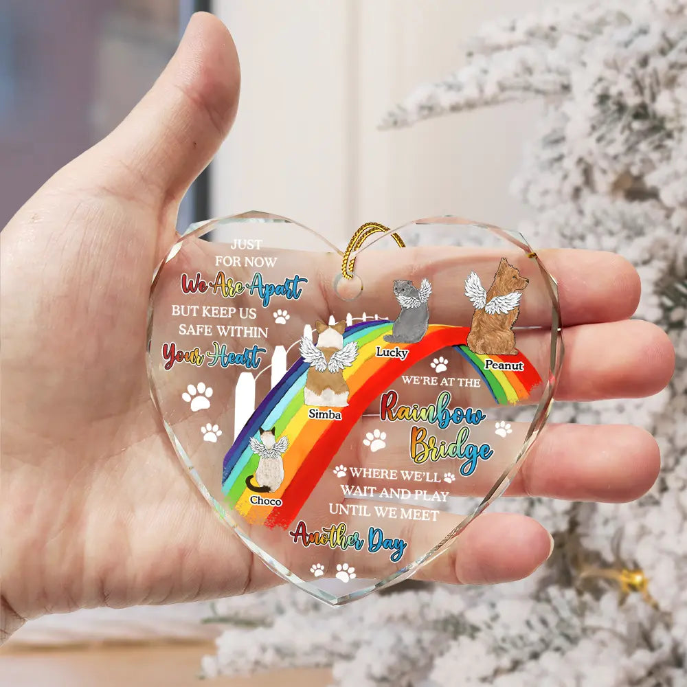 Personalized Pet Memorial Heart Shaped Glass Ornament - With your own messages and name - furevermama