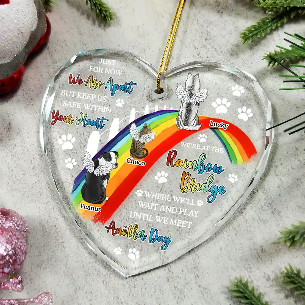 Personalized Pet Memorial Heart Shaped Glass Ornament - With your own messages and name - furevermama