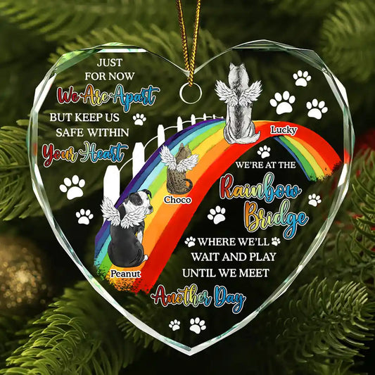 Personalized Pet Memorial Heart Shaped Glass Ornament - With your own messages and name - furevermama