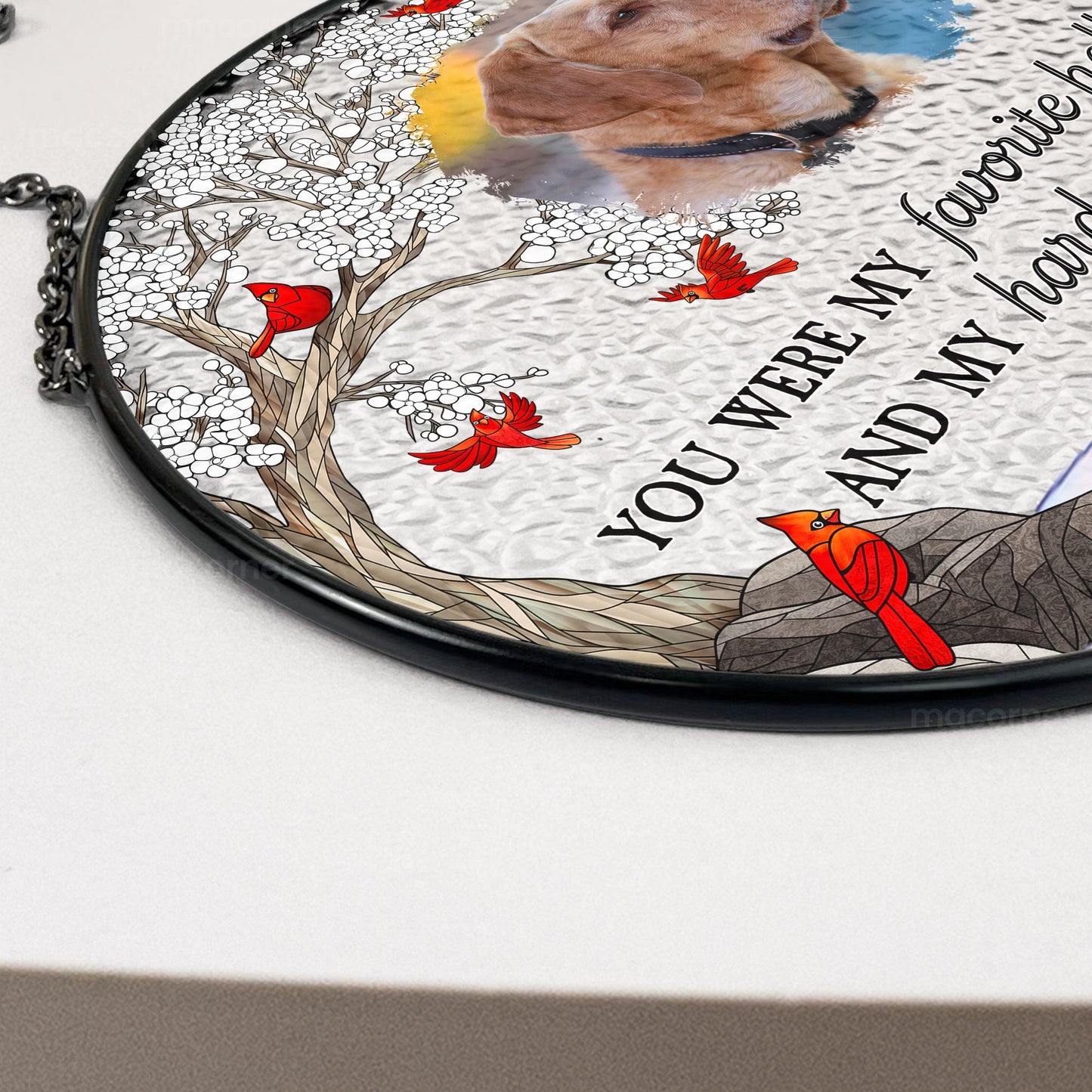 Pet Loss - Personalized Photo Stained Glass Window Hanging Suncatcher - furevermama