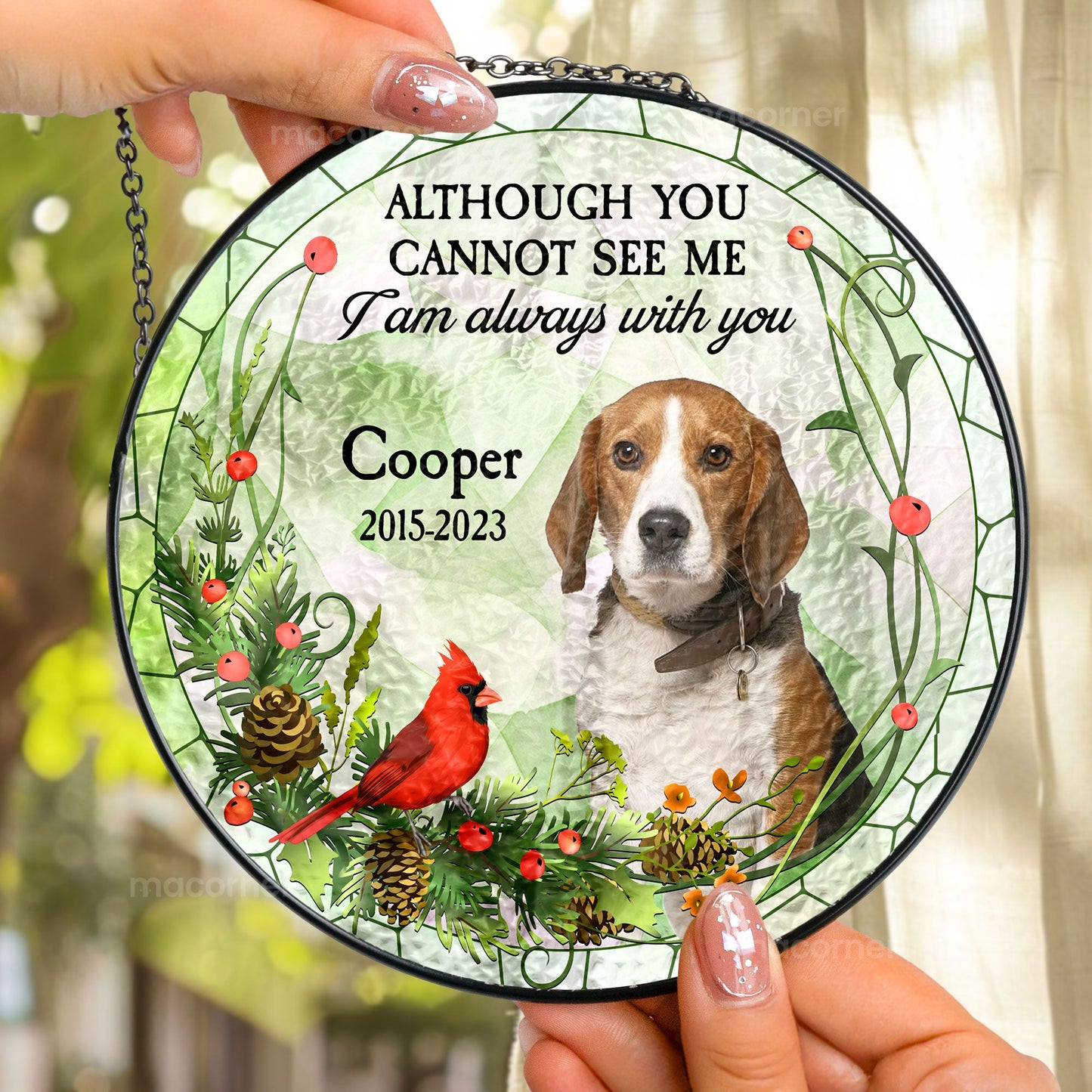Personalized Photo Stained Glass Suncatcher - Pet Memorial Gift