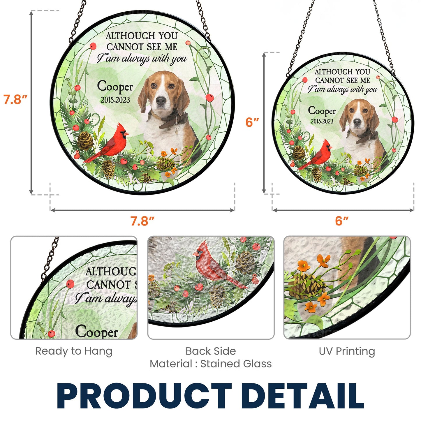 Personalized Photo Stained Glass Suncatcher - Pet Memorial Gift