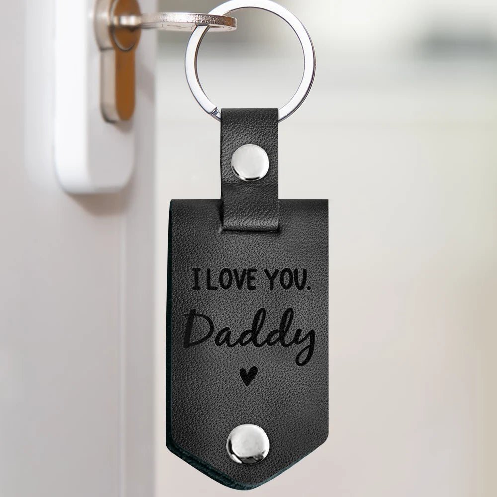 Custom Photo Leather Keychain For New Dad, Father, New Parents - furevermama