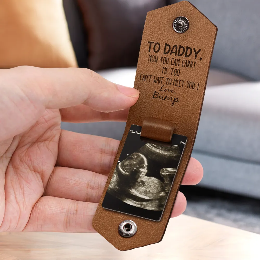 Custom Photo Leather Keychain For New Dad, Father, New Parents - furevermama