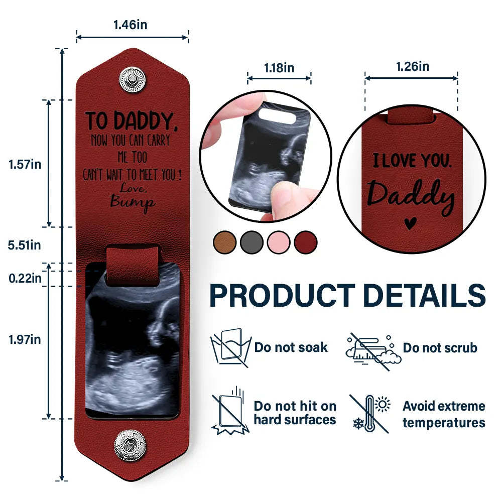 Custom Photo Leather Keychain For New Dad, Father, New Parents - furevermama