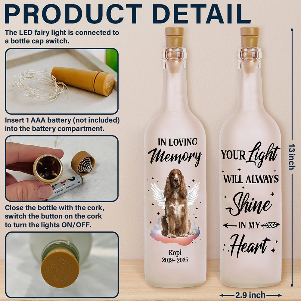 Your Light Will Always Shine In My Heart - Personalized Pet Photo Bottle Light - furevermama