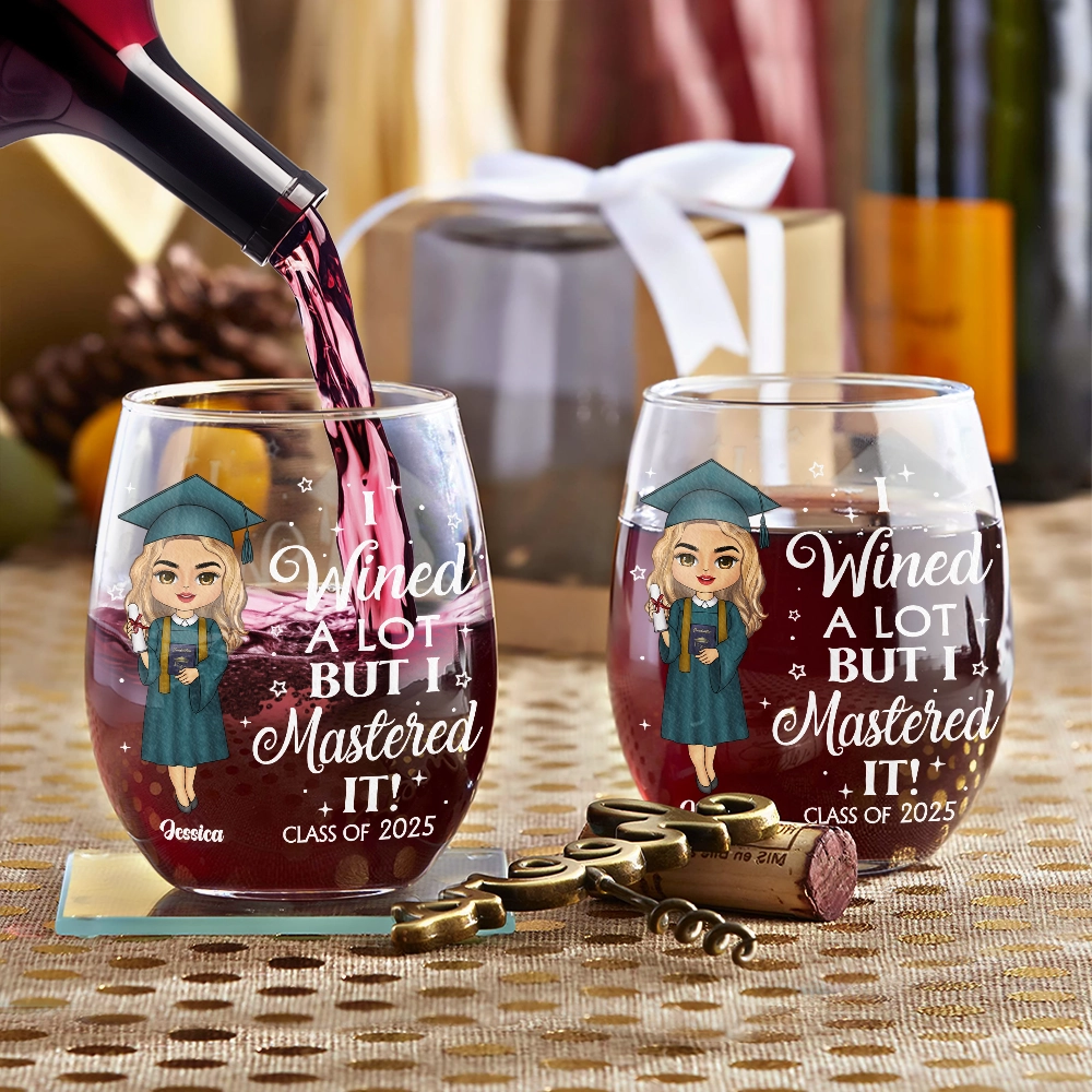 Graduation Gift - I Wined A Lot - Personalized Stemless Wine Glass - furevermama