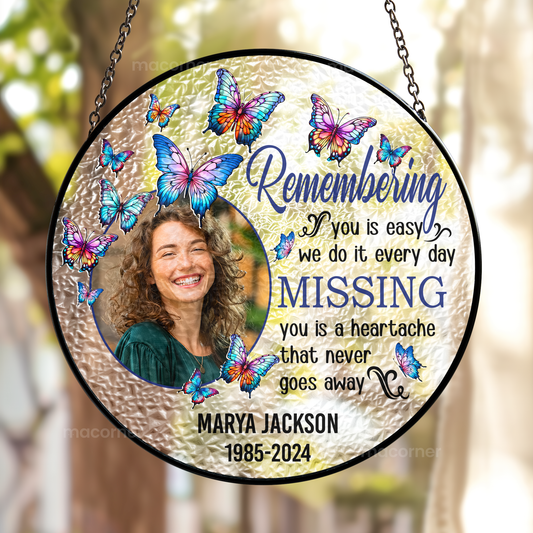 Remembering Personalized Photo Stained Glass Suncatcher - Memorial Gift - furevermama
