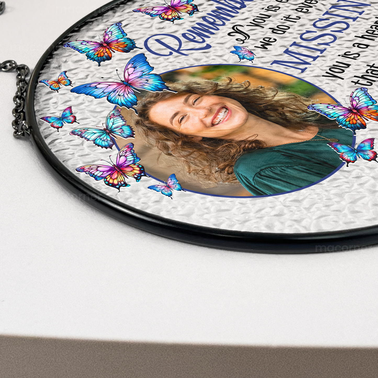 Remembering Personalized Photo Stained Glass Suncatcher - Memorial Gift - furevermama