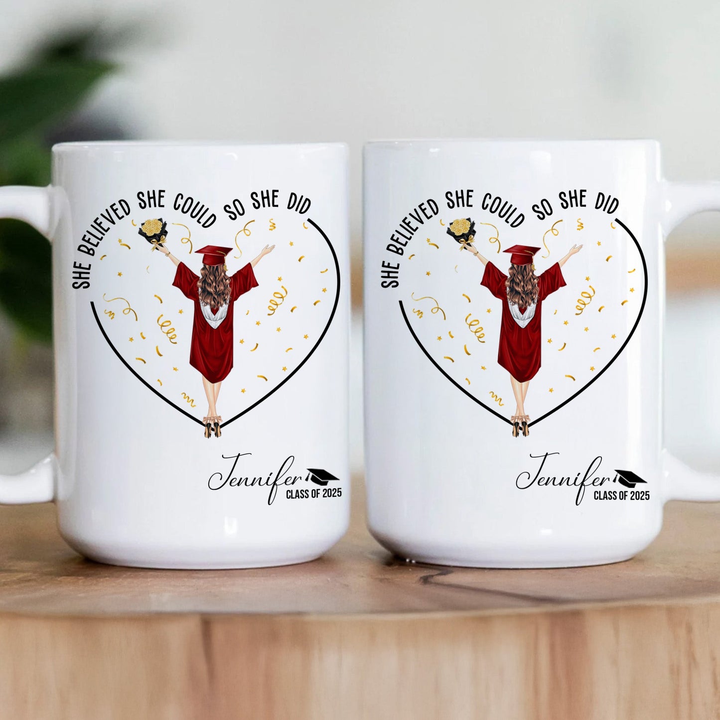 Graduation Gift - She Believed She Could So She Did - Personalized Mug - furevermama