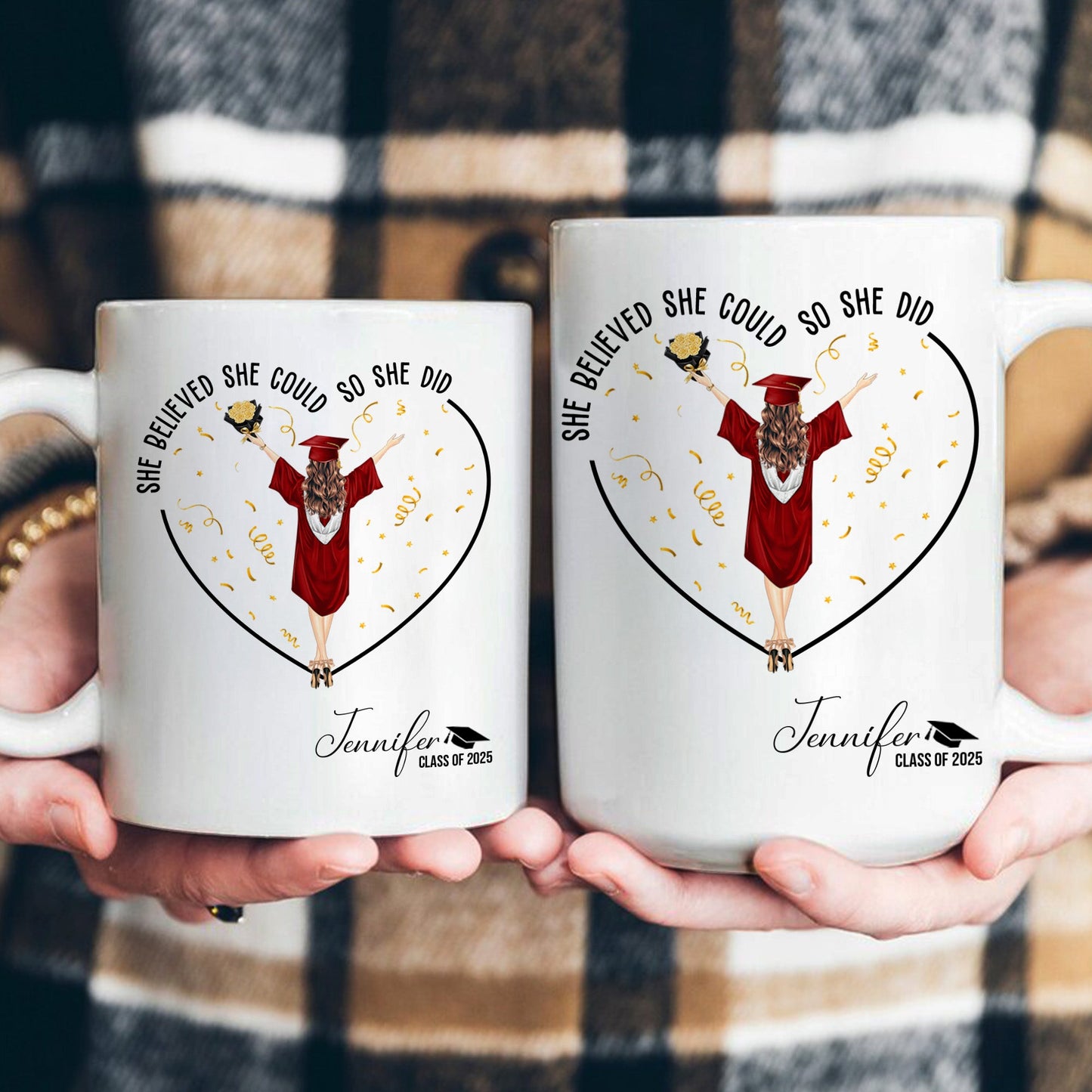 Graduation Gift - She Believed She Could So She Did - Personalized Mug - furevermama