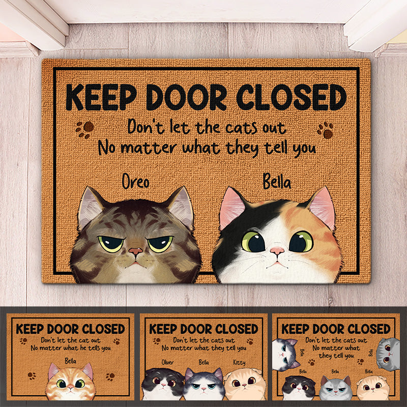 Don't let the cats out - Personalized Cat Clipart Decorative Mat - Gift For Cat Lovers - furevermama