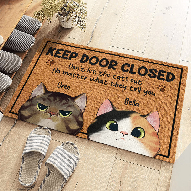 Don't let the cats out - Personalized Cat Clipart Decorative Mat - Gift For Cat Lovers - furevermama