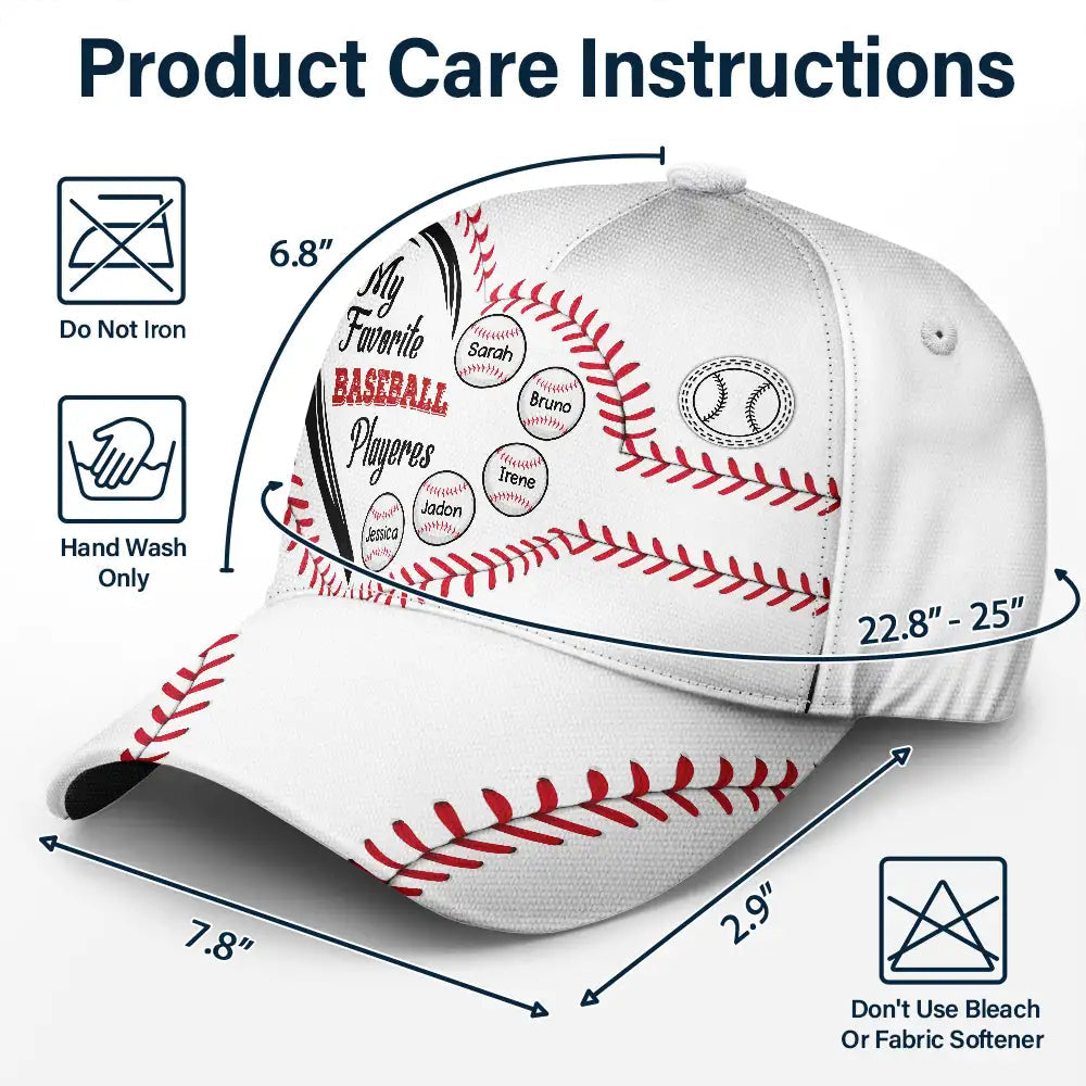 My Favorite Baseball Players - Personalized Name Cap
