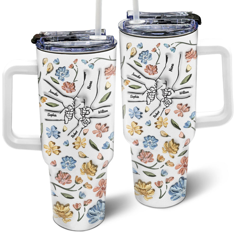 Hand In Hand, I Will Always Protect You - Gift For Mom, Grandma - 3D Inflated Effect Printed Cup, Personalized 40oz Tumbler With Straw - furevermama
