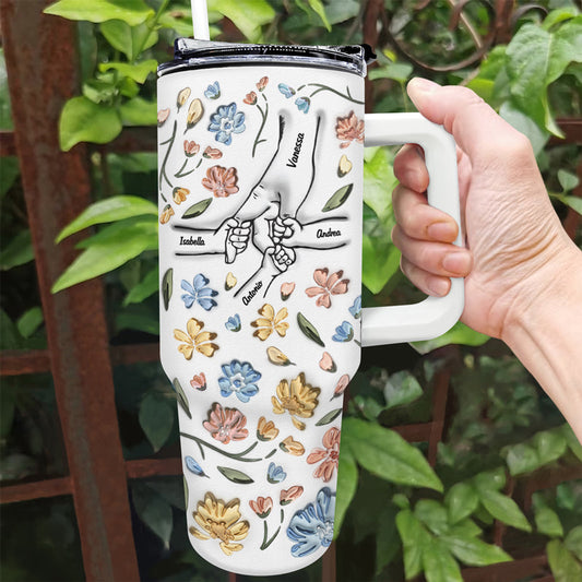 Hand In Hand, I Will Always Protect You - Gift For Mom, Grandma - 3D Inflated Effect Printed Cup, Personalized 40oz Tumbler With Straw - furevermama
