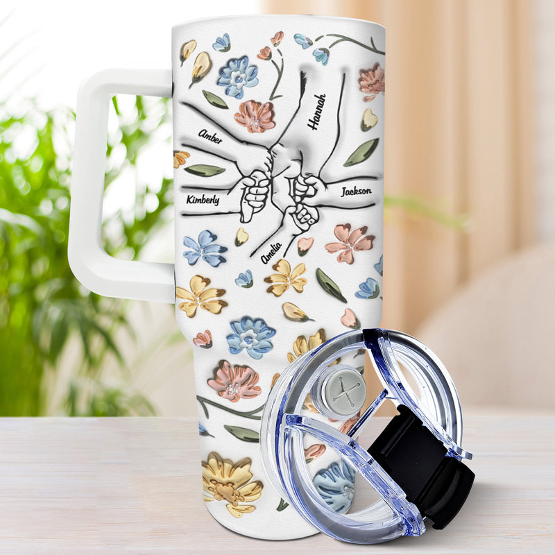 Hand In Hand, I Will Always Protect You - Gift For Mom, Grandma - 3D Inflated Effect Printed Cup, Personalized 40oz Tumbler With Straw - furevermama