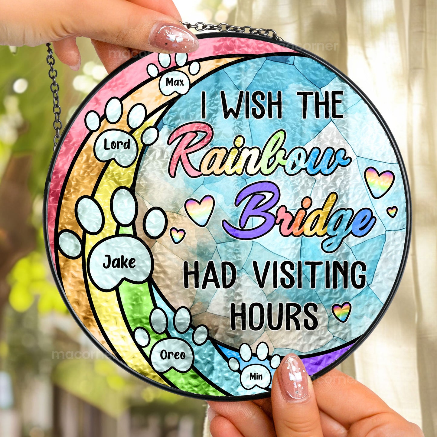 The Rainbow Bridge - Personalized Stained Glass Window Hanging Suncatcher - furevermama