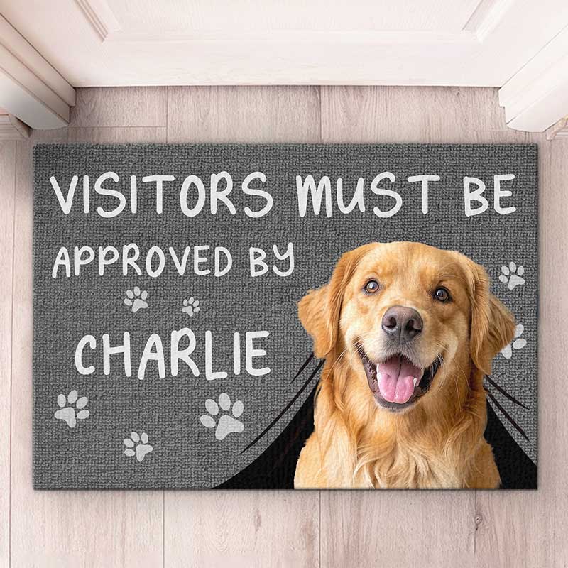 Custom Photo Doormat - Visitors Must Be Approved By This Dog / Cat, House Warming Gift For Pet Lovers - furevermama