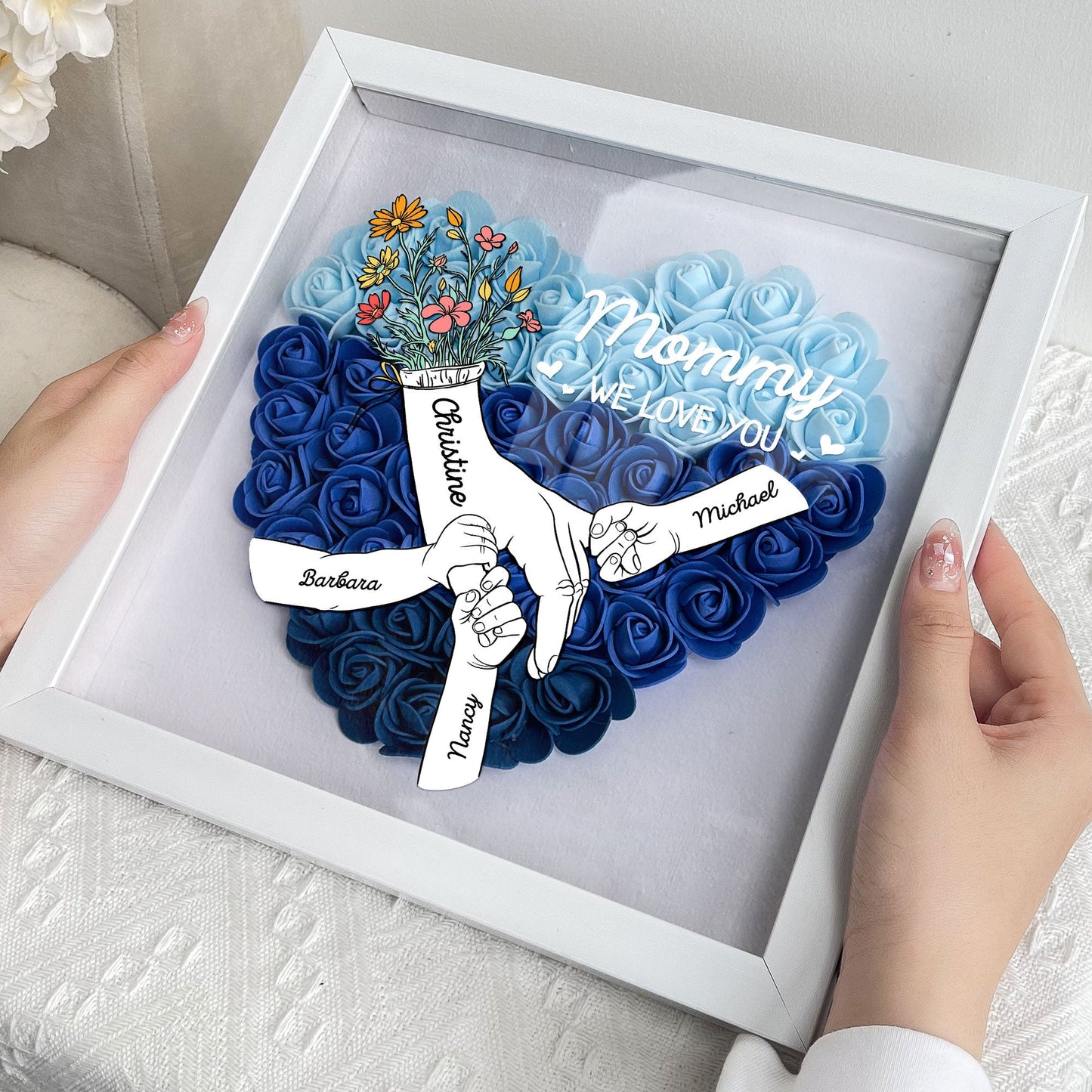 "Mommy We Love You" Personalized Flower Shadow Box, Mother's Day Gift - furevermama