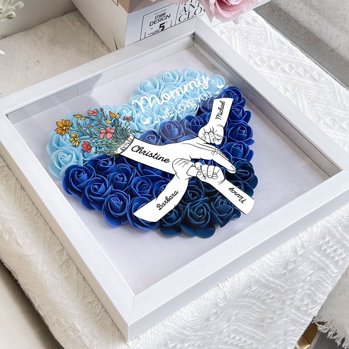 "Mommy We Love You" Personalized Flower Shadow Box, Mother's Day Gift - furevermama