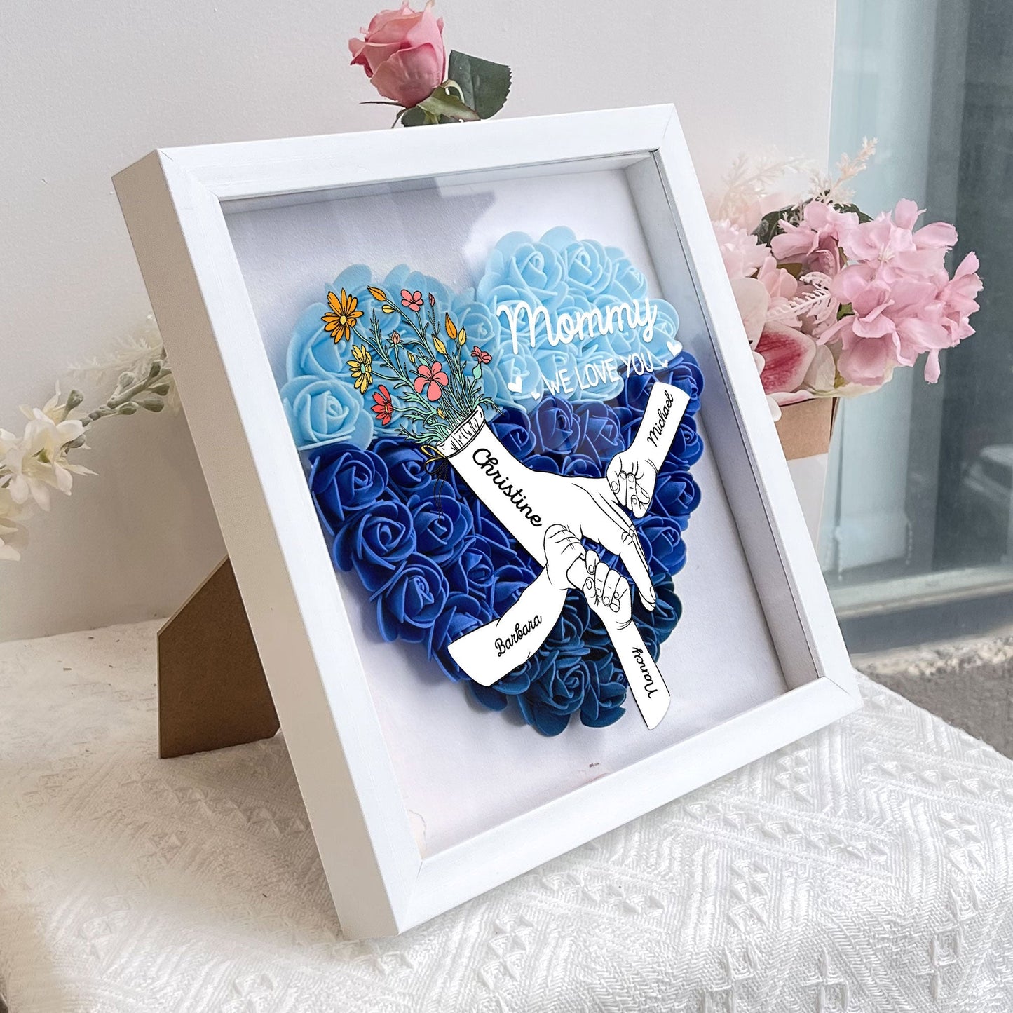 "Mommy We Love You" Personalized Flower Shadow Box, Mother's Day Gift - furevermama