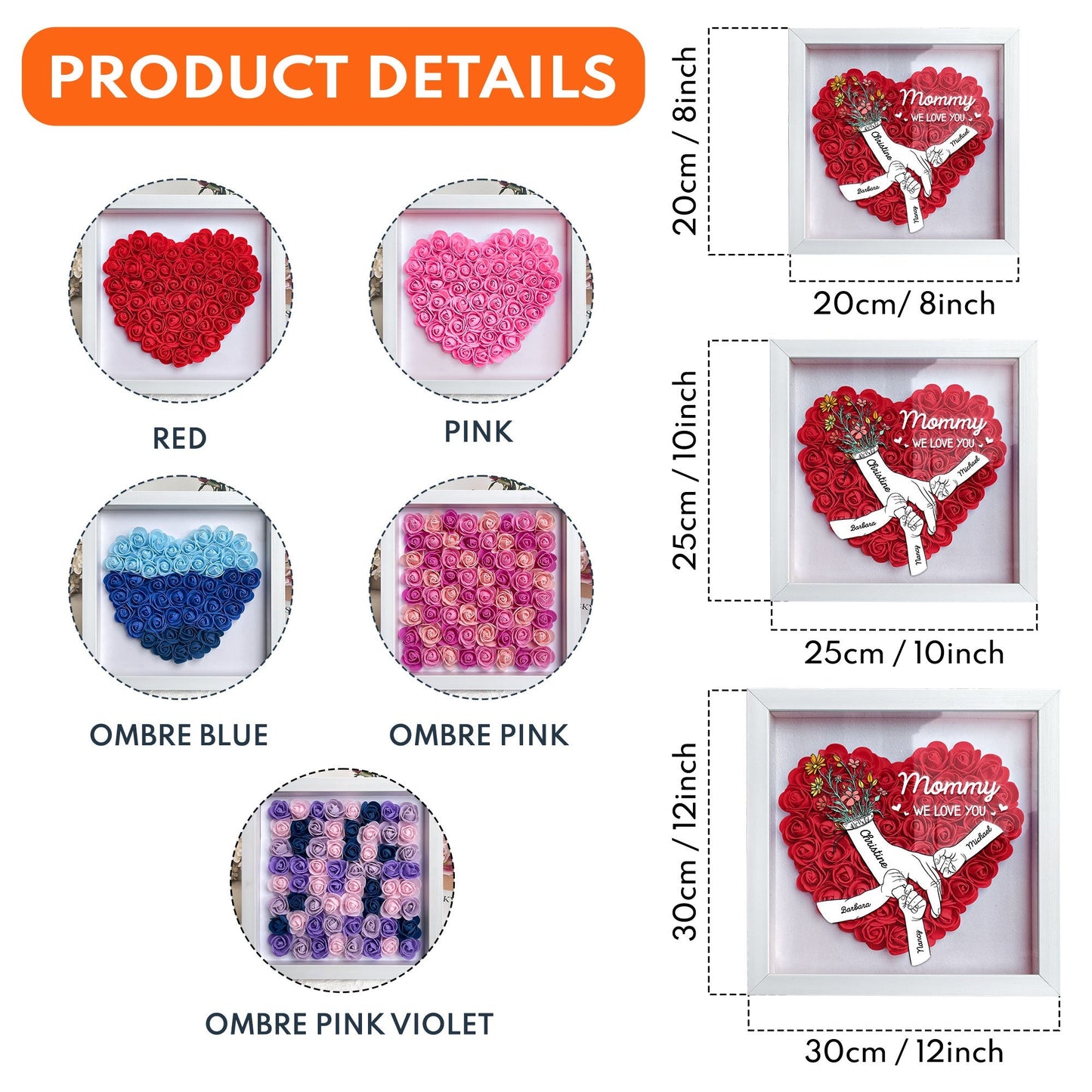 "Mommy We Love You" Personalized Flower Shadow Box, Mother's Day Gift - furevermama
