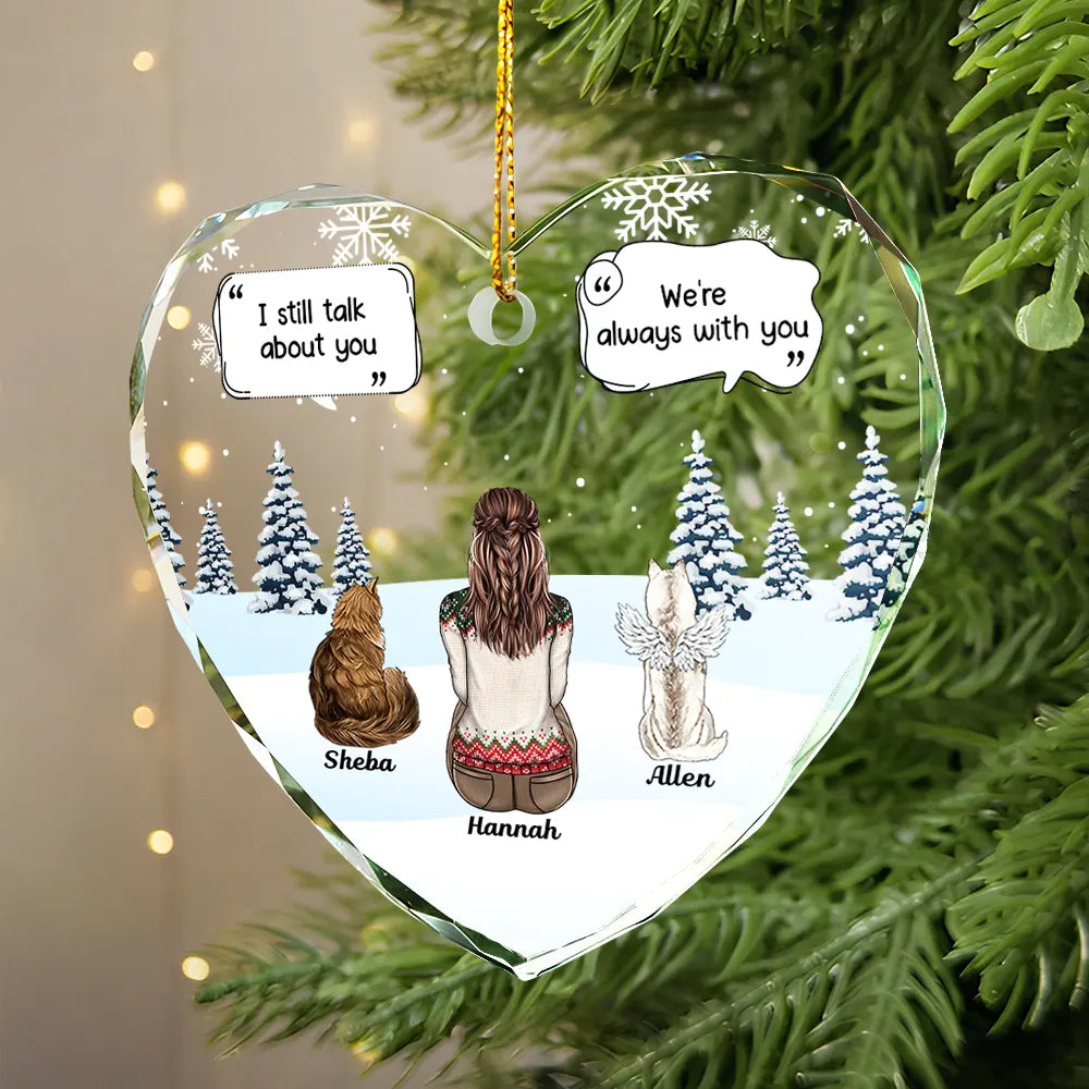 I Miss You Memorial Dog Cat - Personalized Heart Shaped Glass Ornament - furevermama