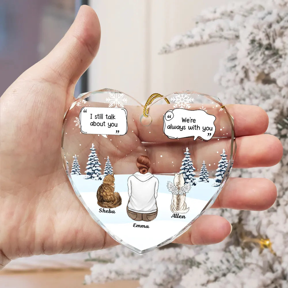 I Miss You Memorial Dog Cat - Personalized Heart Shaped Glass Ornament - furevermama