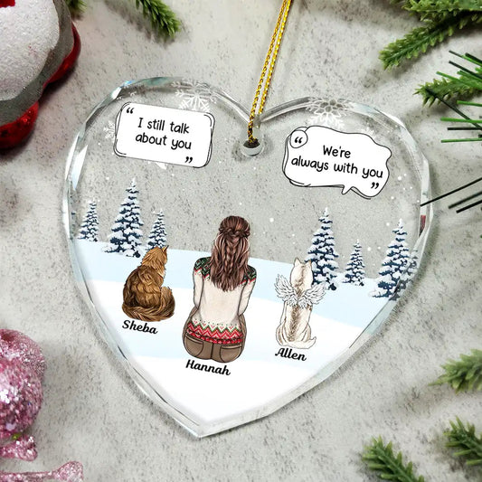 I Miss You Memorial Dog Cat - Personalized Heart Shaped Glass Ornament - furevermama