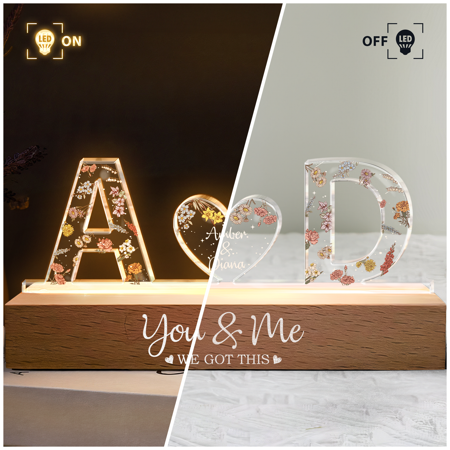 You & Me We Got This Custom Name - Personalized LED Night Light - furevermama