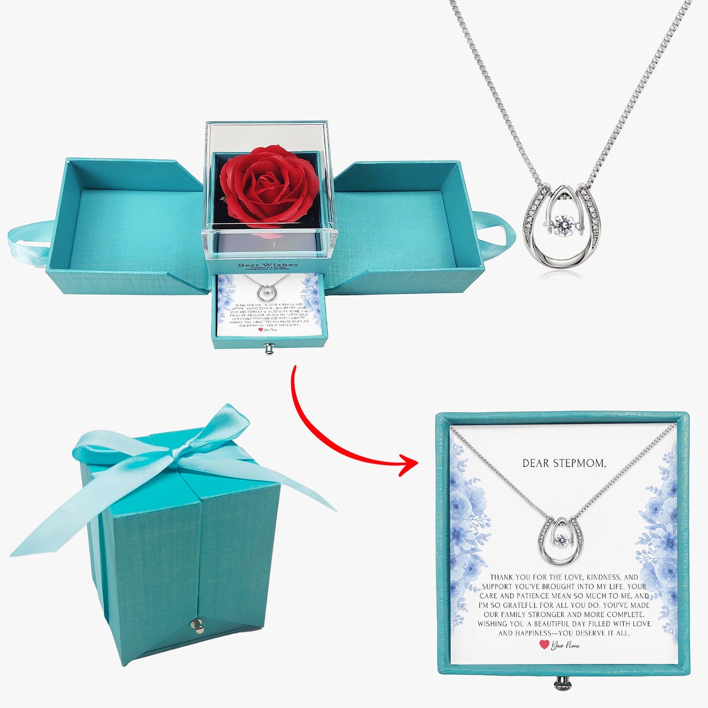 Horseshoe Necklace with Gift Box - To Step Mother - furevermama