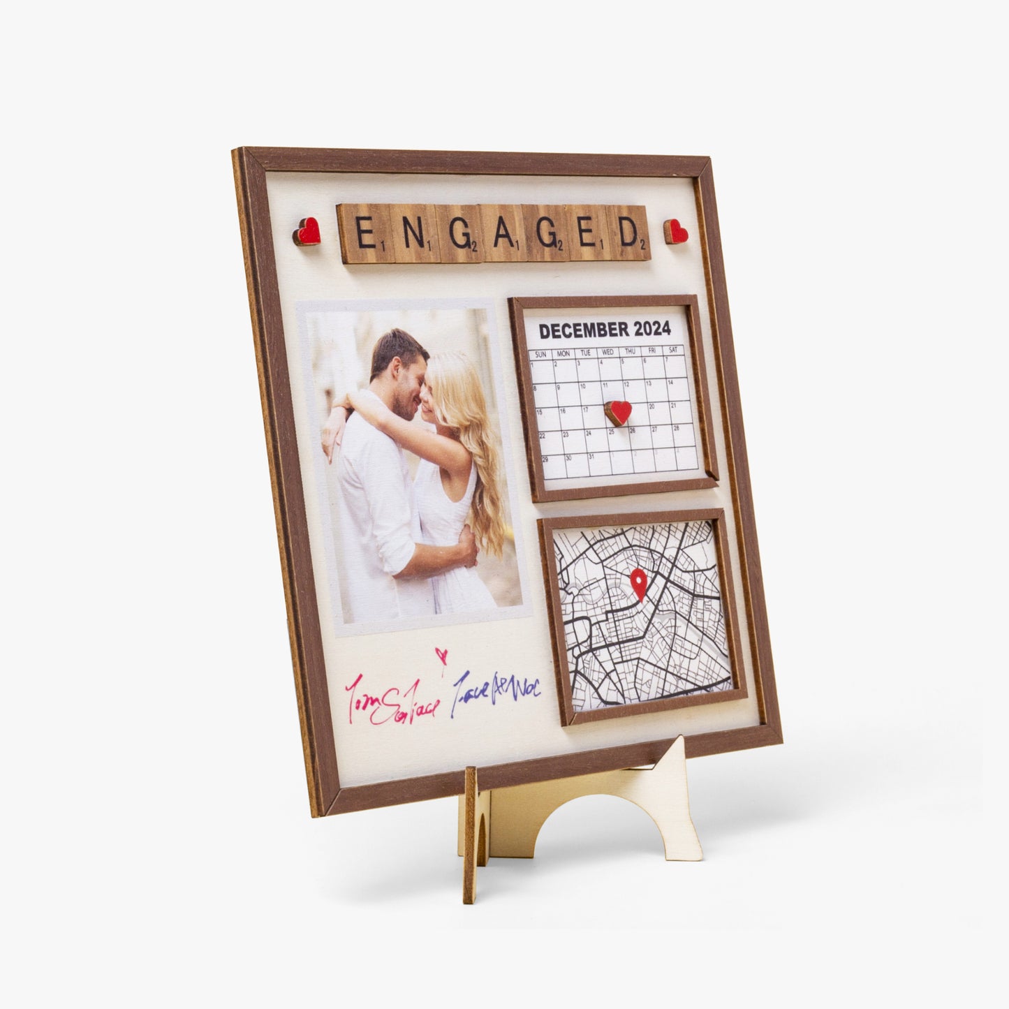 Wooden Photo Frame - Personalised Engagement Gift - furevermama