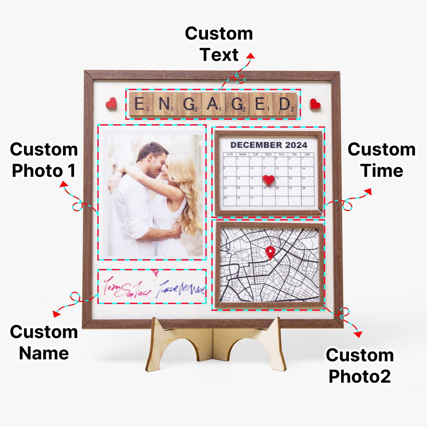 Wooden Photo Frame - Personalised Engagement Gift - furevermama