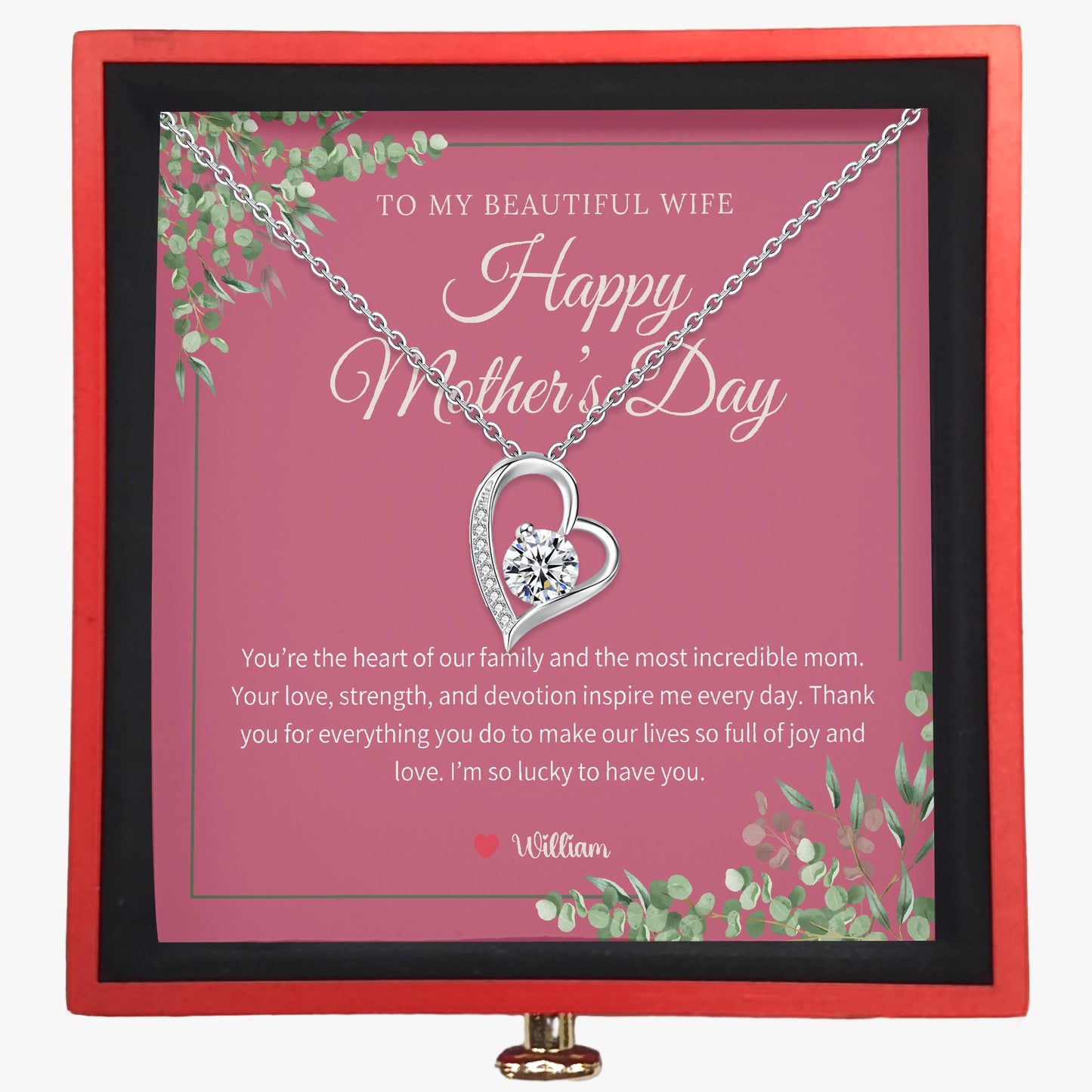 Zirconia Necklace with Gift Box - To My Beautiful Wife - furevermama
