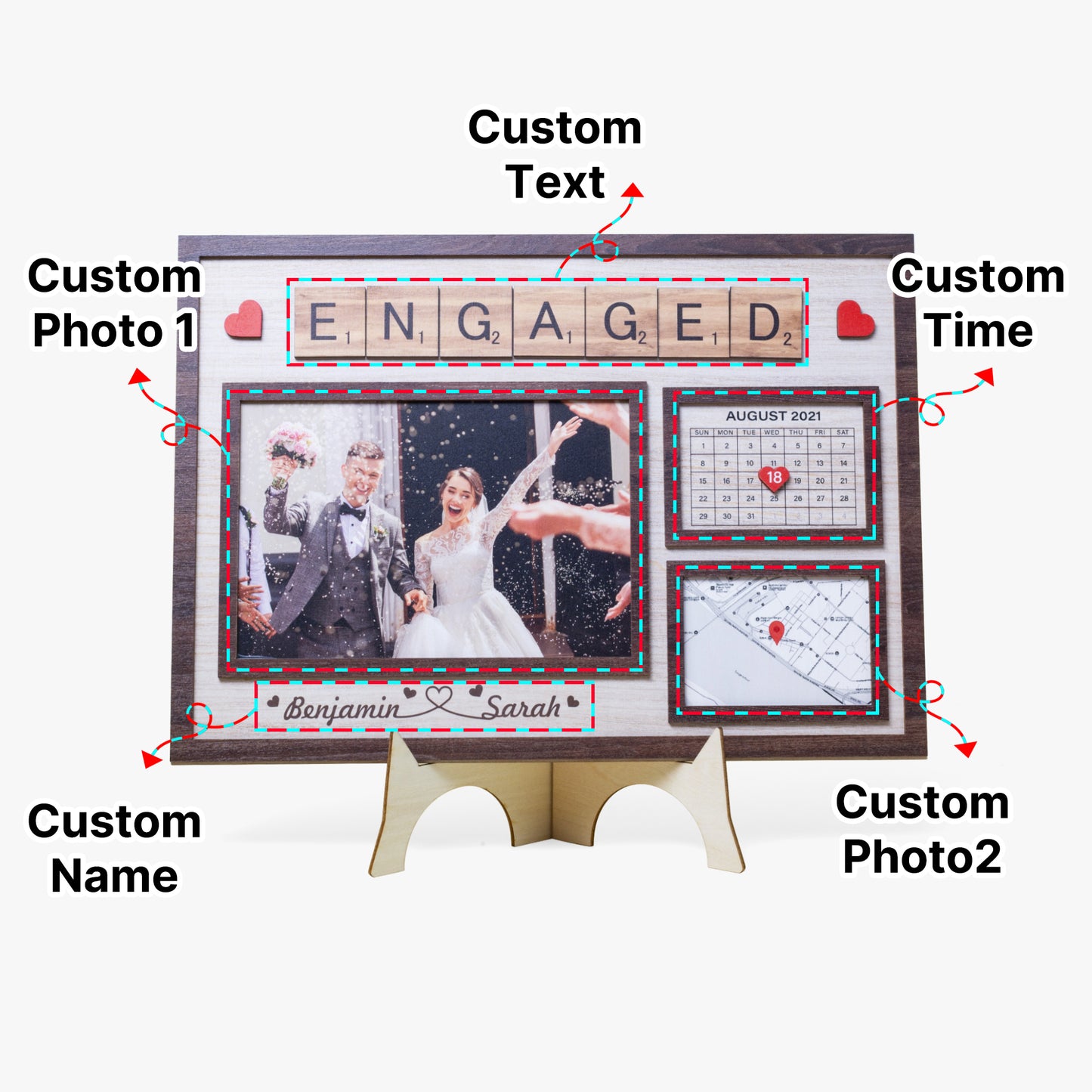 Wooden Photo Frame - Personalised Engagement Gift - furevermama