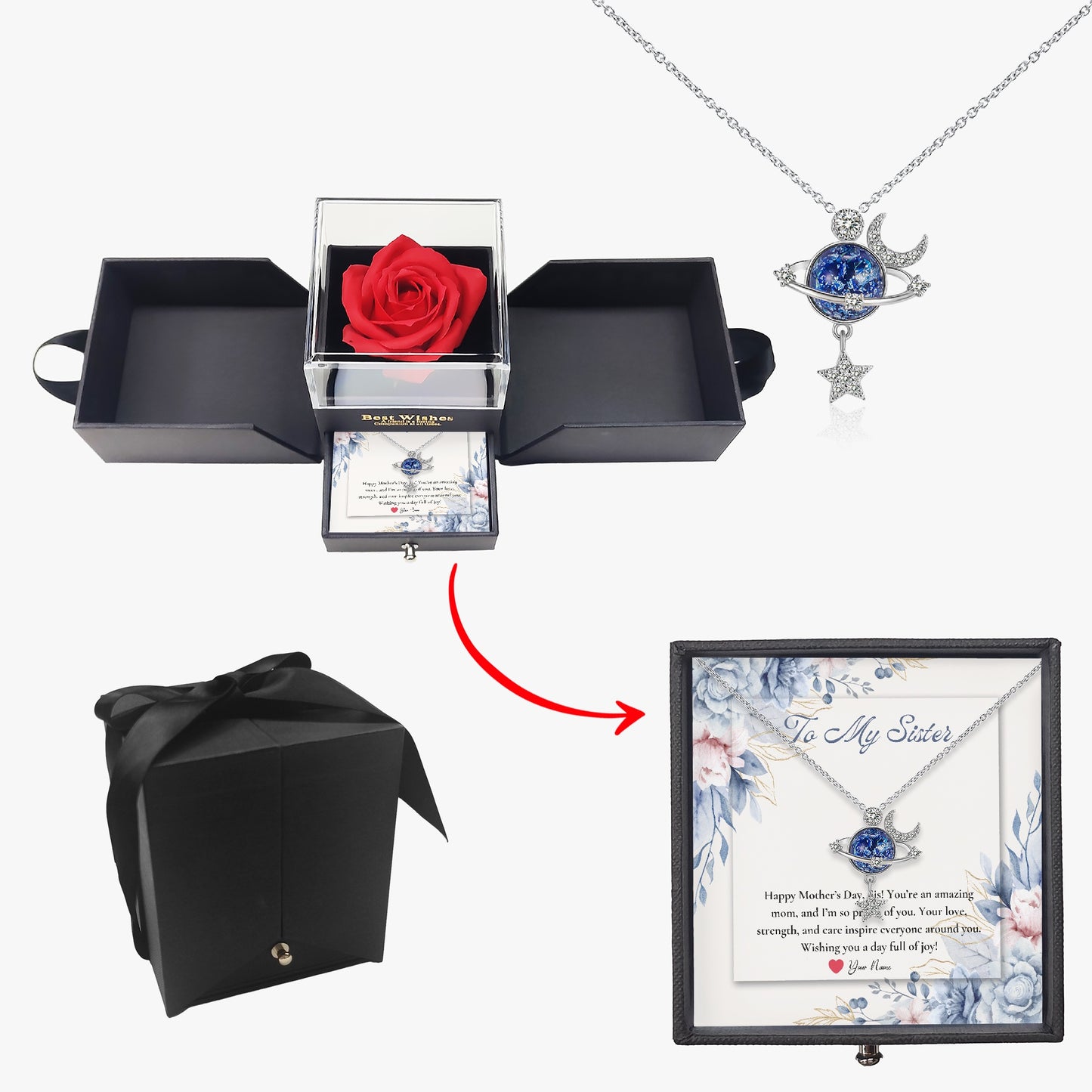 Moon and Star Necklace with Gift Box - For Sister - furevermama