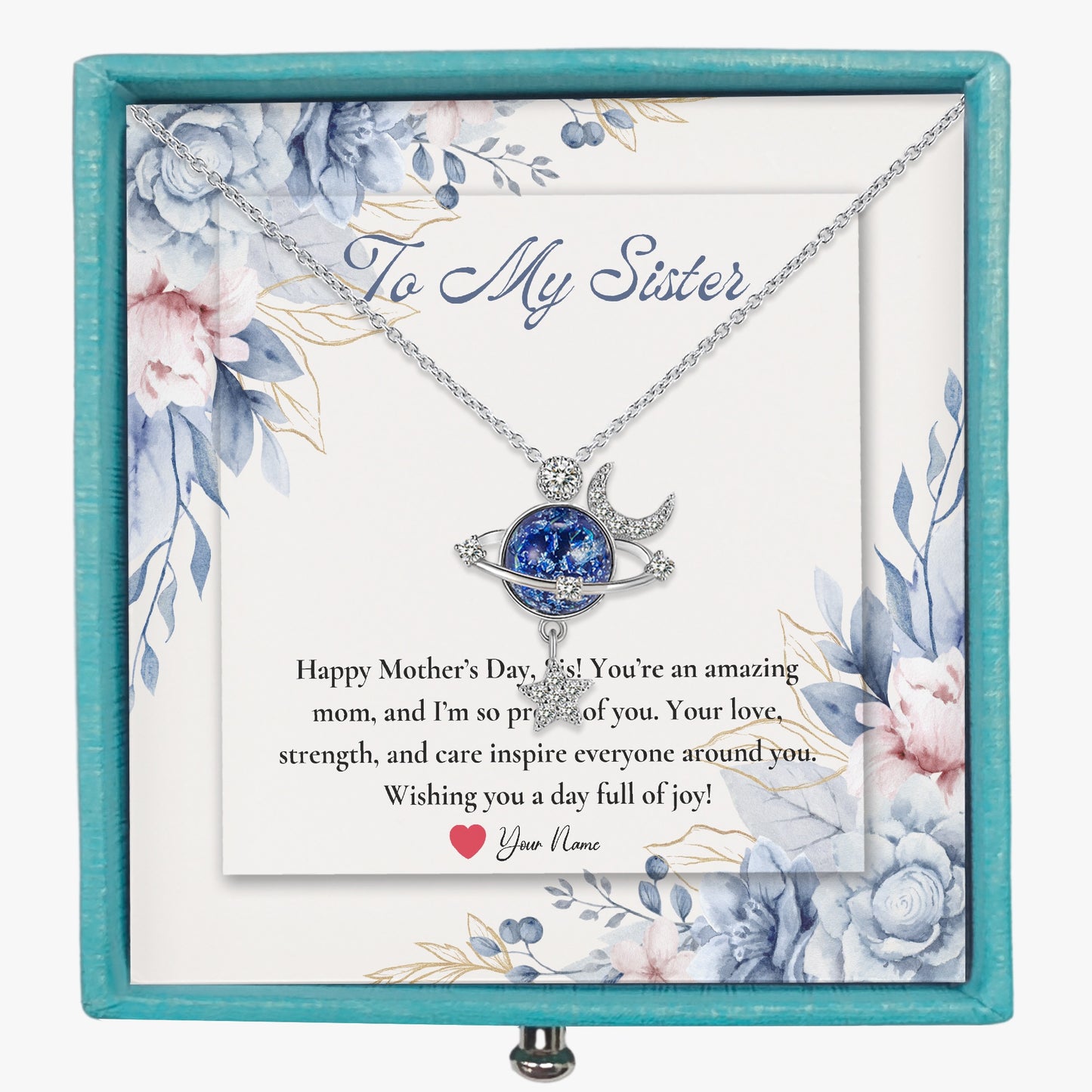 Moon and Star Necklace with Gift Box - For Sister - furevermama