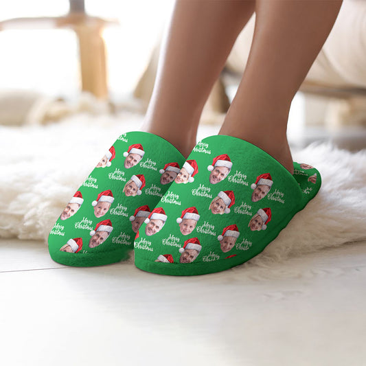 Personalized Christmas Slippers - Green Casual House Cotton Slippers
