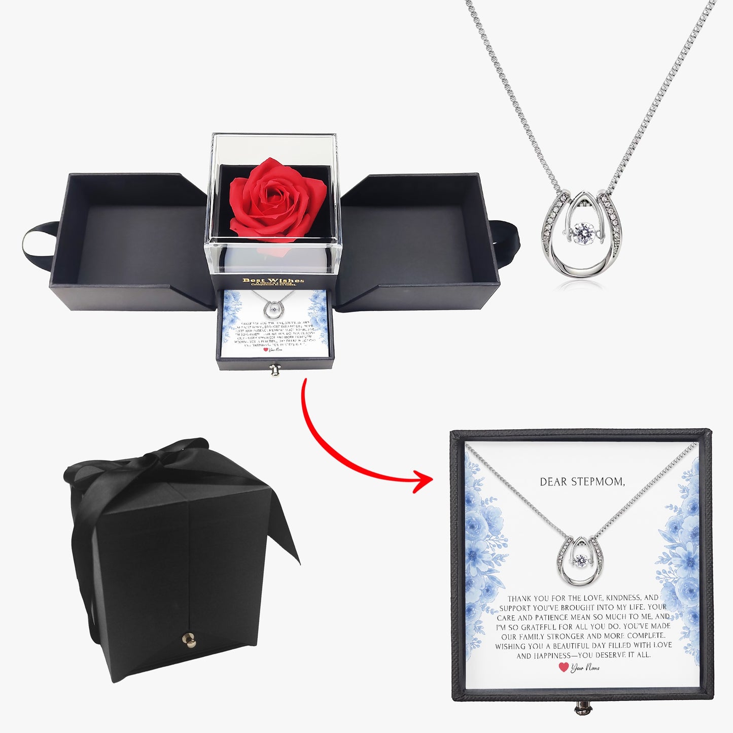 Horseshoe Necklace with Gift Box - To Step Mother - furevermama