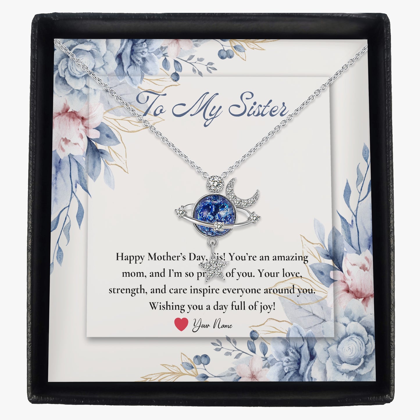 Moon and Star Necklace with Gift Box - For Sister - furevermama