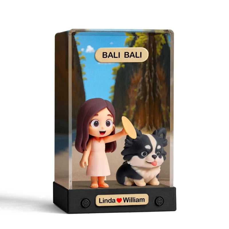 Custom Figure with Decoration Box - Human & Pet Welcome